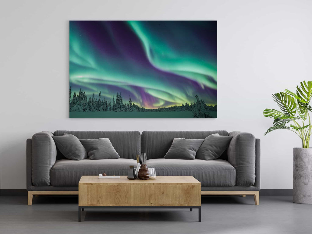 Aurora Borealis Print | Northern lights canvas wall art print by Wall Nostalgia. Custom Canvas Prints, Made in Calgary, Canada | Large canvas prints, framed canvas prints, Aurora Borealis wall art, Aurora Borealis canvas wall art print. Aurora Borealis canvas print, northern lights print, northern lights canvas print