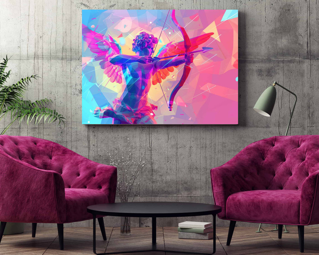 Cupid's Rush Dopamine Decor Art | Canvas wall art print by Wall Nostalgia. Custom Canvas Prints Made in Canada | Maximalist Wall Art Canada, Canvas Art Canada, Large canvas prints Canada, Wall Art for Living Room, Wall Art for Office, Wall Art for Bedroom, Canvas Prints Canada, Maximalist Wall Art Decor