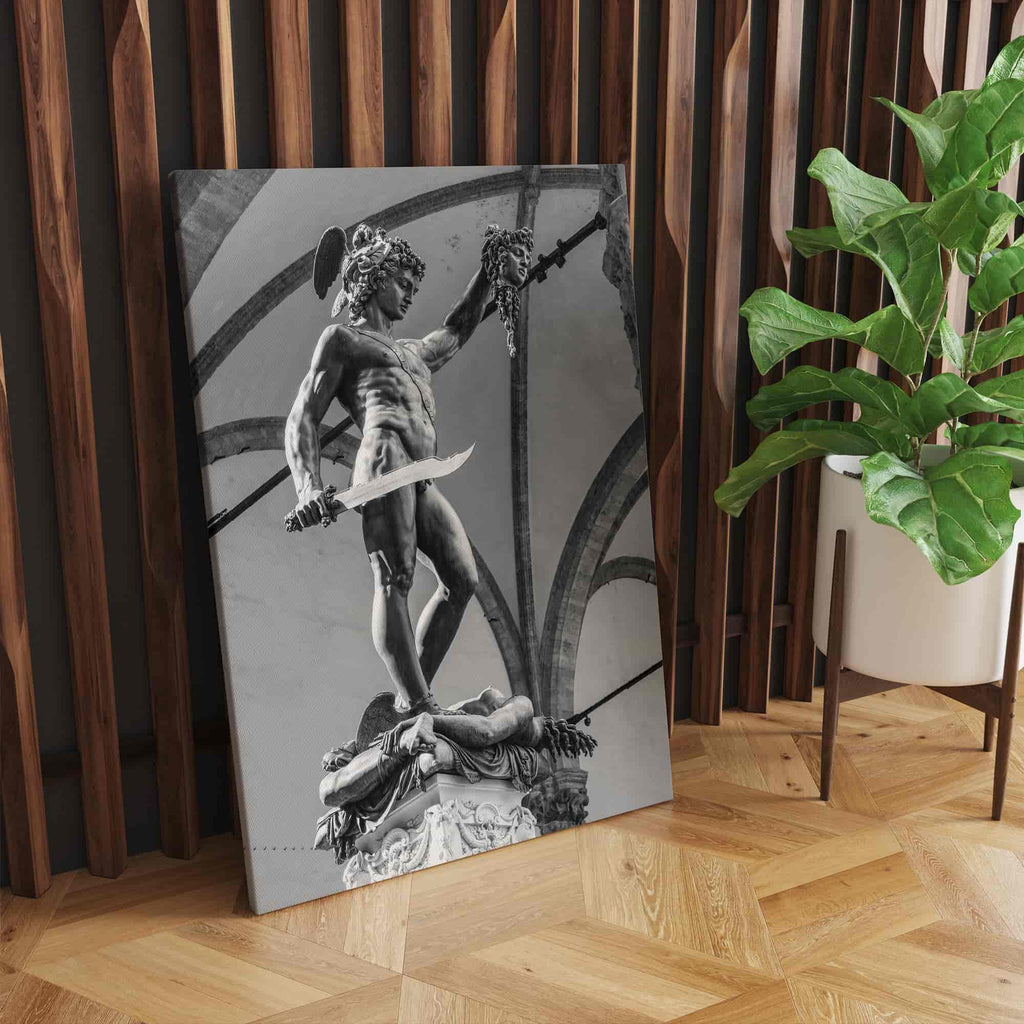 Perseus and the Head of Medusa Print | Canvas wall art print by Wall Nostalgia. Custom Canvas Prints, Made in Calgary, Canada | Large canvas prints, canvas prints, Perseus Canvas Print | Perseus and Medusa Art Print, Greek Statue Print, Greek Print, Greek Mythology Art, Perseus Medusa Print, Greek Art, Perseus Medusa