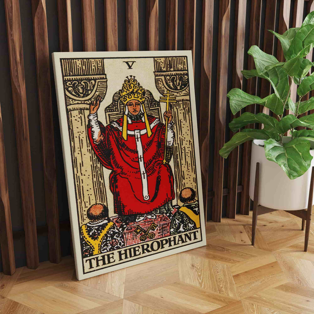 The Hierophant Tarot Card Canvas Print | Canvas wall art prints by Wall Nostalgia. Custom canvas prints made in Calgary, canvas wall art canada, tarot cards printing Canada, the hierophant tarot card art prints, tarot card canvas art, tarot card art, tarot cards canada, tarot card pictures, canvas prints Canada 