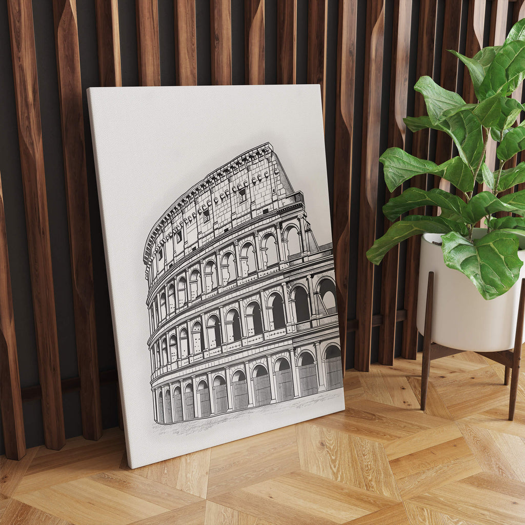 Colosseum Canvas Prints, Minimalist Line Art Canvas Prints Canada | Canvas wall art print by Wall Nostalgia. Custom canvas prints, large canvas prints, framed canvas prints, Line Art Canvas Print, Colosseum Art Print, Minimalist Line Art Print, Italy Canvas Art, Italy Canvas Print, Architecture print, Rome Canvas Art 