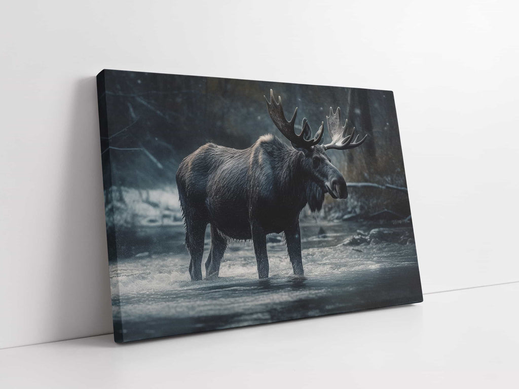 Moose Canvas Print | Canvas wall art print by Wall Nostalgia. Custom Canvas Prints, Made in Calgary, Canada | Large canvas print, framed canvas print, moose wall art, wildlife art print, wildlife wall art, moose canvas wall art, wildlife wall art canada, Moose art print, canvas wall art prints canada, canvas art prints