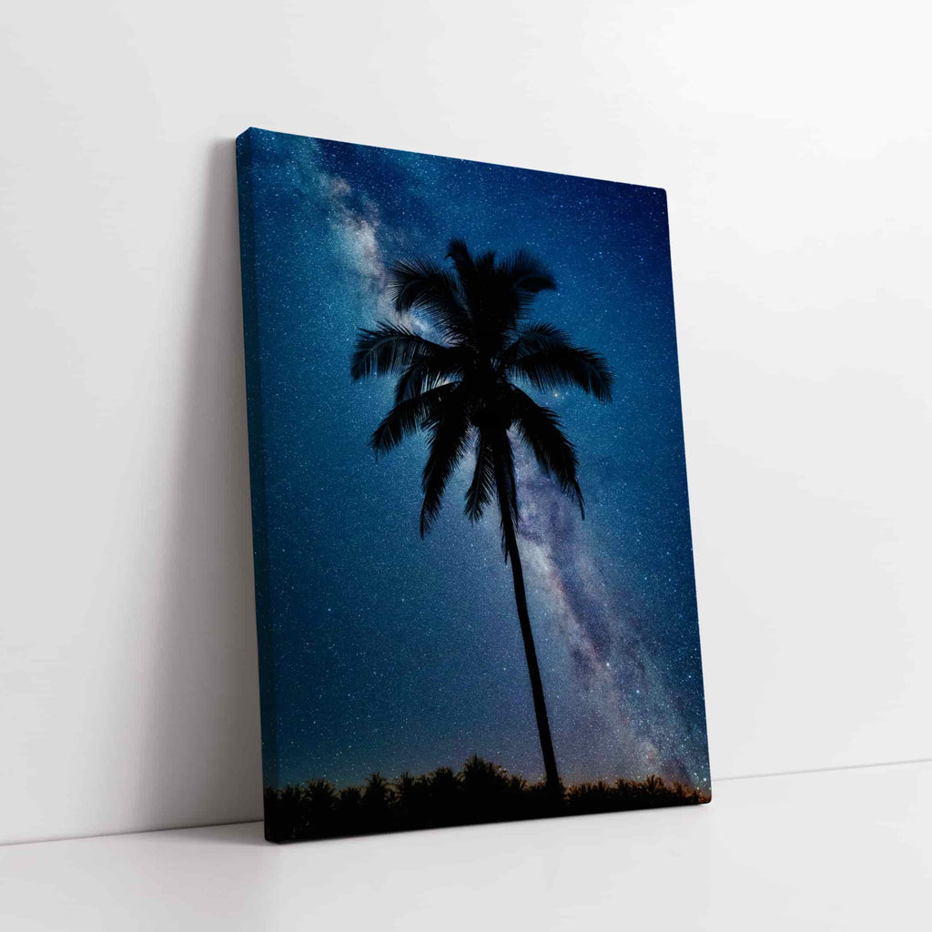 Night Sky Palm Tree Canvas Art Prints | Canvas wall art print by Wall Nostalgia. Custom Canvas Prints, Made in Calgary, Canada | Large canvas prints, framed canvas prints, Palm Tree Canvas Print | Palm Tree Print, Palm Tree Wall Art, Palm Tree Art Print, Palm Tree Wall Decor, Palm Tree Art, Palm Tree Canvas Art, Canvas