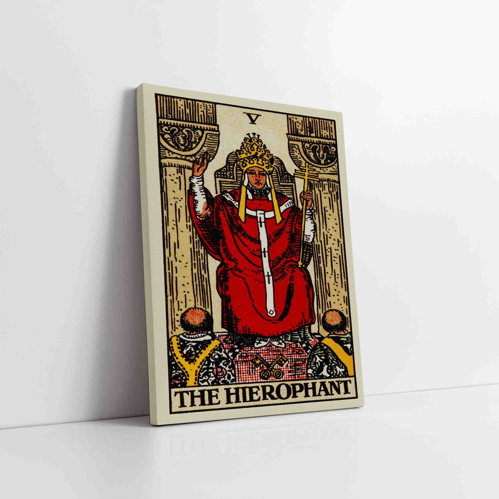 The Hierophant Tarot Card Canvas Print | Canvas wall art prints by Wall Nostalgia. Custom canvas prints made in Calgary, canvas wall art canada, tarot cards printing Canada, the hierophant tarot card art prints, tarot card canvas art, tarot card art, tarot cards canada, tarot card pictures, canvas prints Canada 