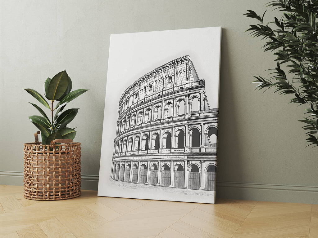 Colosseum Canvas Prints, Minimalist Line Art Canvas Prints Canada | Canvas wall art print by Wall Nostalgia. Custom canvas prints, large canvas prints, framed canvas prints, Line Art Canvas Print, Colosseum Art Print, Minimalist Line Art Print, Italy Canvas Art, Italy Canvas Print, Architecture print, Rome Canvas Art 