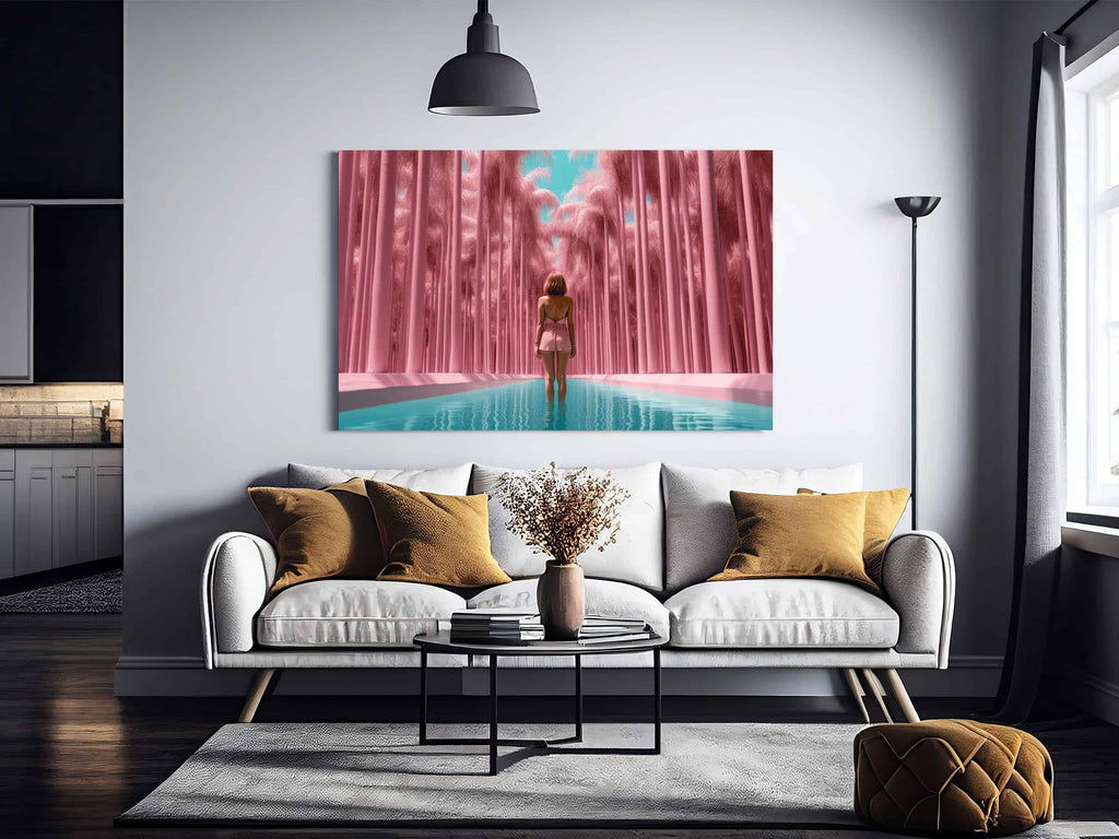 Pink Barbie Print | Canvas wall art print by Wall Nostalgia. Custom Canvas Prints, Made in Calgary, Canada | Large canvas prints, framed canvas prints, Barbie wall art, barbie art, trendy wall art canada, feminine wall art, Barbie wall art decor, barbie wall art print, barbie wall decor, pink wall art prints canada