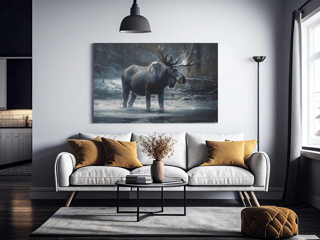 Moose Canvas Print | Canvas wall art print by Wall Nostalgia. Custom Canvas Prints, Made in Calgary, Canada | Large canvas print, framed canvas print, moose wall art, wildlife art print, wildlife wall art, moose canvas wall art, wildlife wall art canada, Moose art print, canvas wall art prints canada, canvas art prints