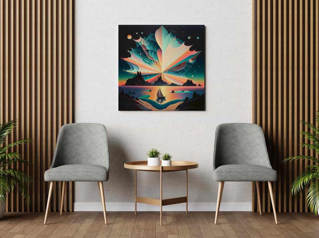 Sailing the Milky Way Surreal Canvas Wall Art Print | Canvas wall art print by Wall Nostalgia. Custom Canvas Prints, Made in Calgary, Canada | Large canvas prints, canvas wall art canada, canvas prints canada, canvas art canada, trendy wall art prints, canvas wall art prints canada, surreal art print, milky way art