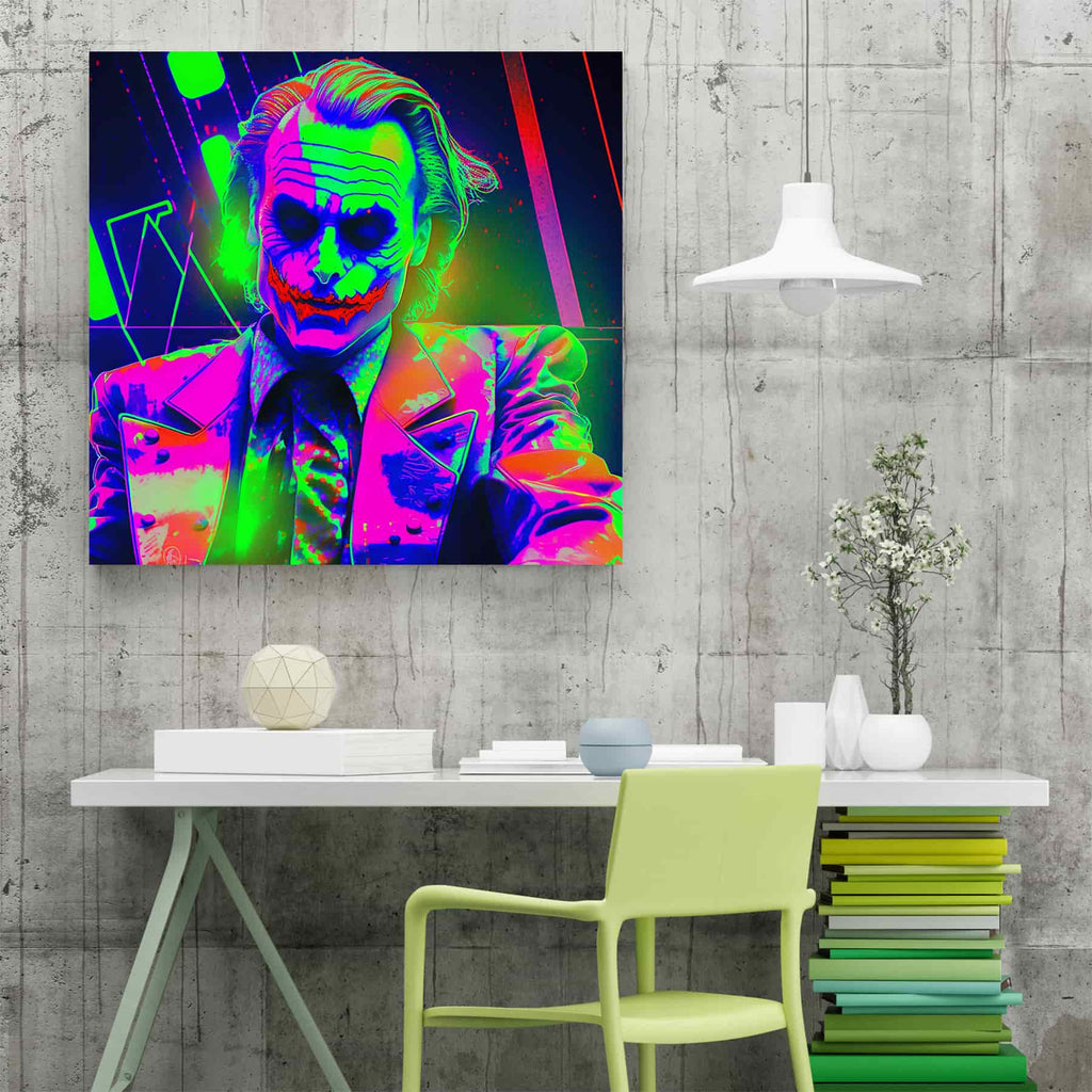 Why So Serious Square Canvas Wall Art Print | Canvas wall art print by Wall Nostalgia. Custom Canvas Prints, Made in Calgary, Canada | Large canvas prints, canvas wall art canada, canvas prints canada, canvas art canada, joker art print, graffiti art print, neon wall art print, comic wall art print, batman wall art 