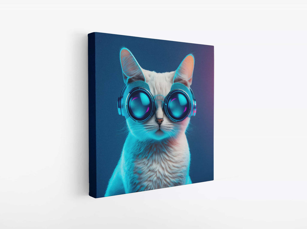 Sci Fi Kitty Cat Canvas Wall Art Print | Canvas wall art print by Wall Nostalgia. Custom Canvas Prints, Made in Calgary, Canada | Large canvas prints, canvas wall art canada, canvas prints canada, canvas art canada, cat art print, cat wall art, funny cat art, funny cat wall art canada, cat art prints, animal wall art 