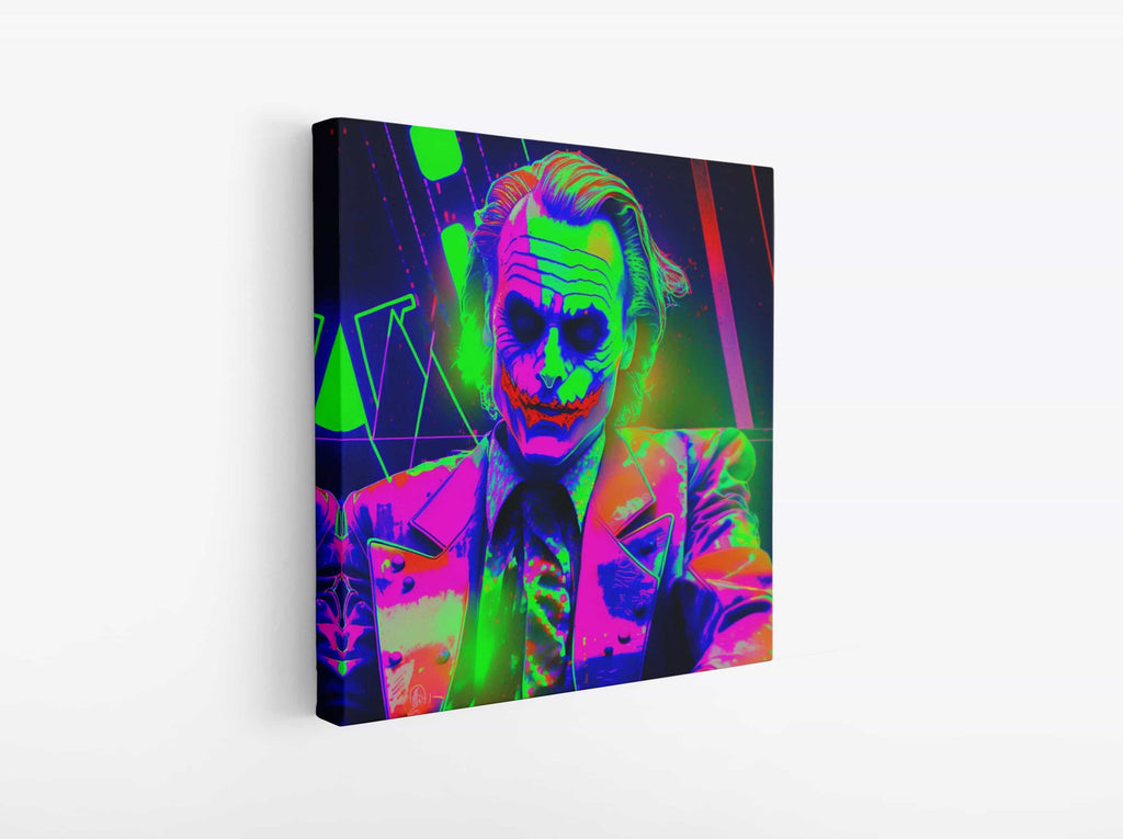 Why So Serious Square Canvas Wall Art Print | Canvas wall art print by Wall Nostalgia. Custom Canvas Prints, Made in Calgary, Canada | Large canvas prints, canvas wall art canada, canvas prints canada, canvas art canada, joker art print, graffiti art print, neon wall art print, comic wall art print, batman wall art 