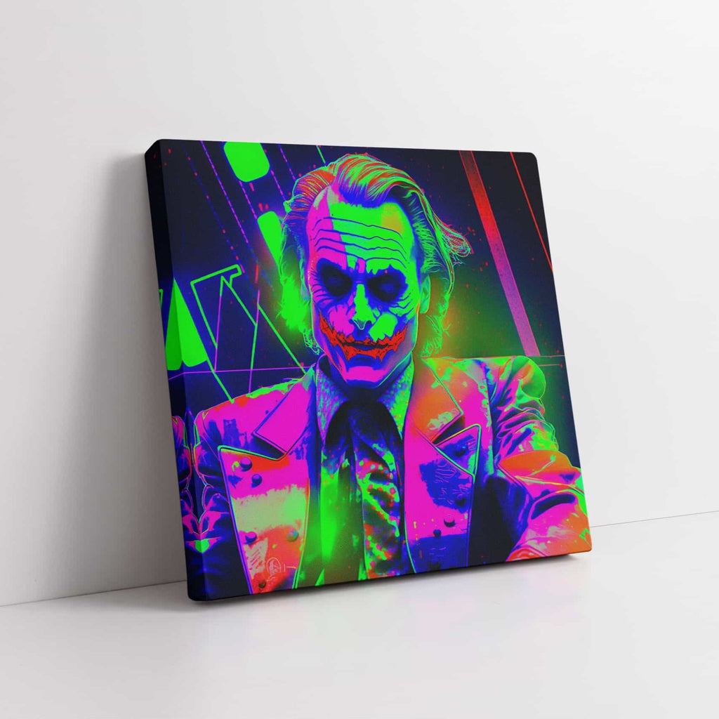 Why So Serious Square Canvas Wall Art Print | Canvas wall art print by Wall Nostalgia. Custom Canvas Prints, Made in Calgary, Canada | Large canvas prints, canvas wall art canada, canvas prints canada, canvas art canada, joker art print, graffiti art print, neon wall art print, comic wall art print, batman wall art 