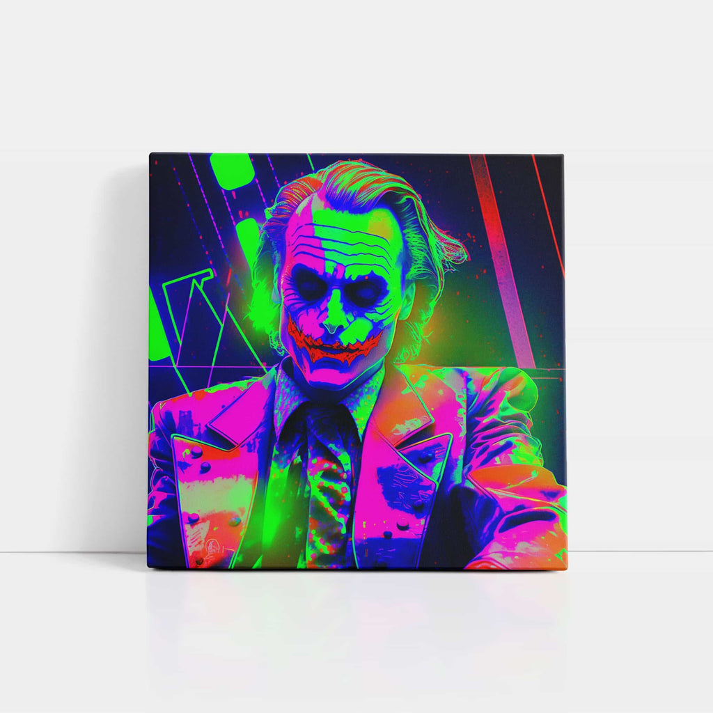 Why So Serious Square Canvas Wall Art Print | Canvas wall art print by Wall Nostalgia. Custom Canvas Prints, Made in Calgary, Canada | Large canvas prints, canvas wall art canada, canvas prints canada, canvas art canada, joker art print, graffiti art print, neon wall art print, comic wall art print, batman wall art 