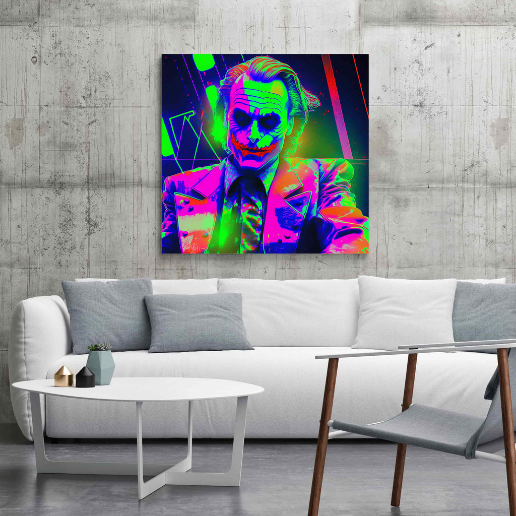 Why So Serious Square Canvas Wall Art Print | Canvas wall art print by Wall Nostalgia. Custom Canvas Prints, Made in Calgary, Canada | Large canvas prints, canvas wall art canada, canvas prints canada, canvas art canada, joker art print, graffiti art print, neon wall art print, comic wall art print, batman wall art 