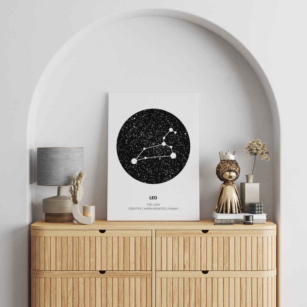 Create your own custom zodiac constellation print map or canvas wall art decor by charting the stars using your birth date. Include personalized details such as personality traits, birthstone, planet, and element to your design to truly make it yours! Made in Canada, Wall Nostalgia Star Maps are the perfect gift!