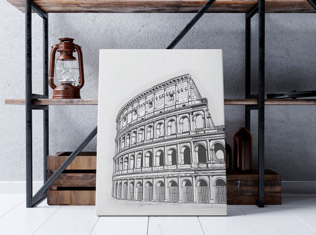 Colosseum Canvas Prints, Minimalist Line Art Canvas Prints Canada | Canvas wall art print by Wall Nostalgia. Custom canvas prints, large canvas prints, framed canvas prints, Line Art Canvas Print, Colosseum Art Print, Minimalist Line Art Print, Italy Canvas Art, Italy Canvas Print, Architecture print, Rome Canvas Art 