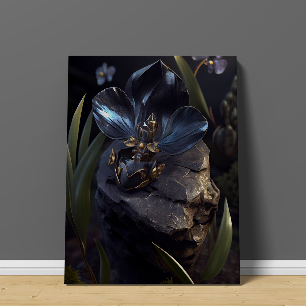 Black Orchid Canvas Wall Art Print | Canvas wall art print by Wall Nostalgia. Custom Canvas Prints, Made in Calgary, Canada | Large canvas prints, Black Orchid Canvas Print, Orchid Art Print, Orchid Canvas Wall Art, Flower Wall Art Print, Black flower art, Black Flower Print, Modern Art Print, Canvas art prints Canada