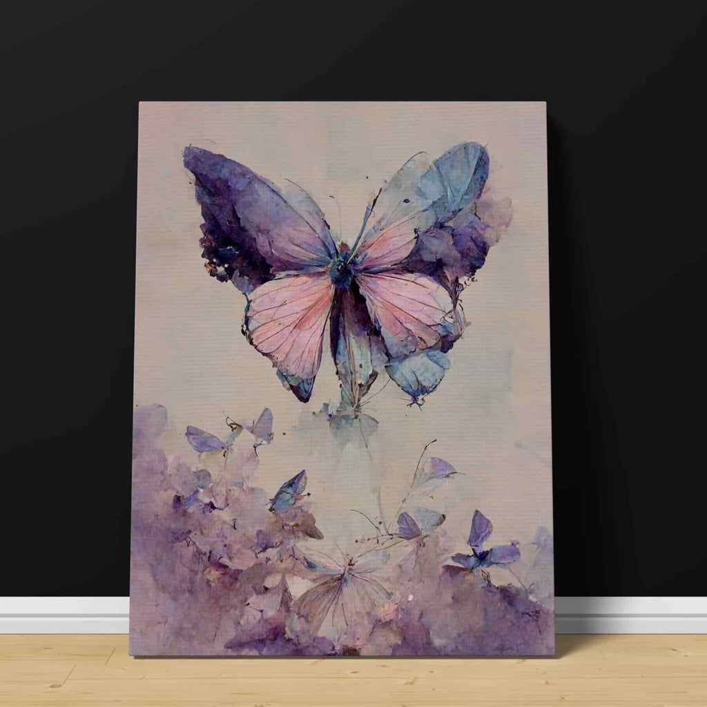 Purple Butterfly Print | Purple Butterfly Canvas wall art print by Wall Nostalgia. Custom Canvas Prints, Made in Calgary, Canada | Large canvas prints, framed canvas prints, Purple Butterfly Canvas Wall Art, Butterfly Print, Butterfly Canvas, Butterfly Art Print, Feminine Wall Art, Feminine Art Prints Butterflies