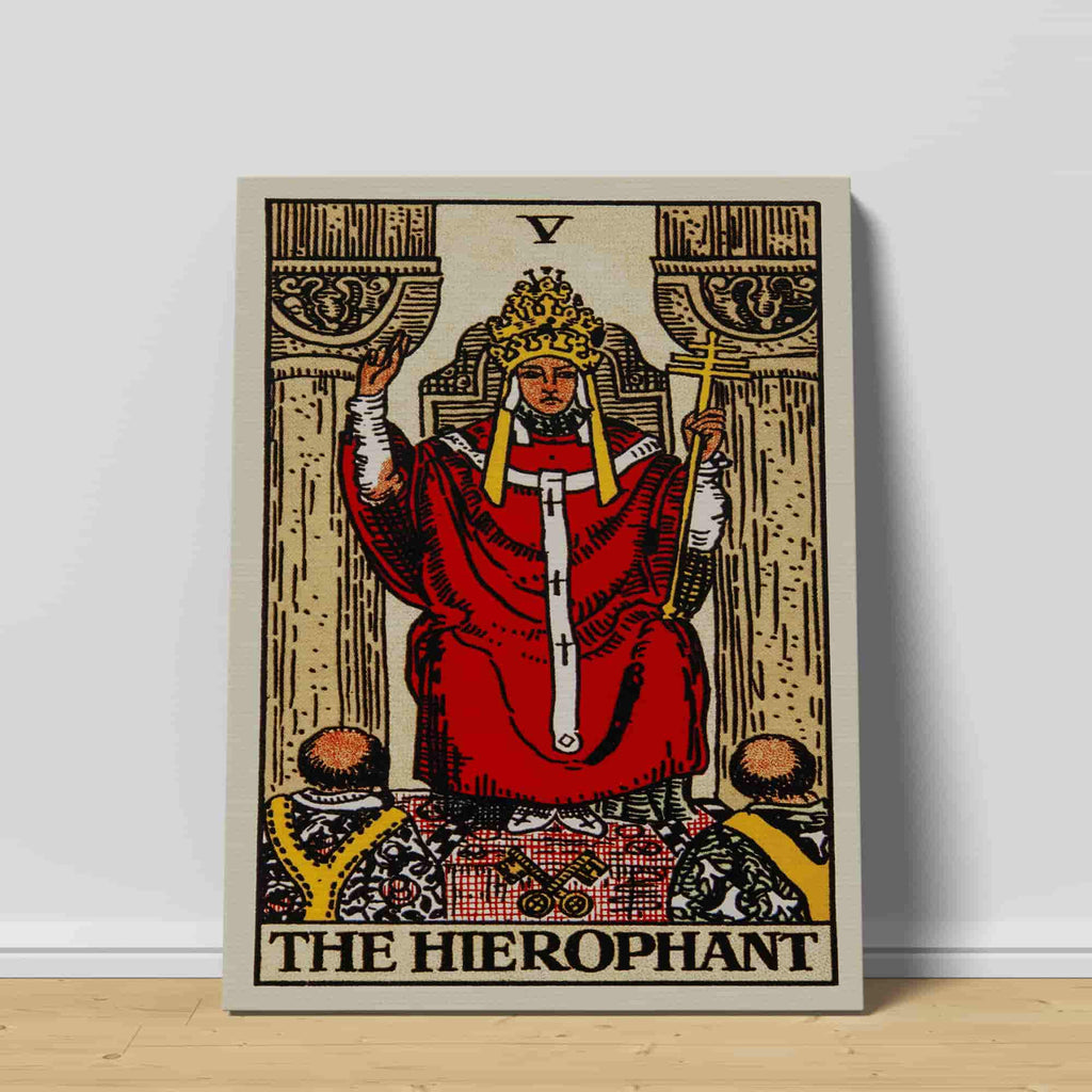 The Hierophant Tarot Card Canvas Print | Canvas wall art prints by Wall Nostalgia. Custom canvas prints made in Calgary, canvas wall art canada, tarot cards printing Canada, the hierophant tarot card art prints, tarot card canvas art, tarot card art, tarot cards canada, tarot card pictures, canvas prints Canada 