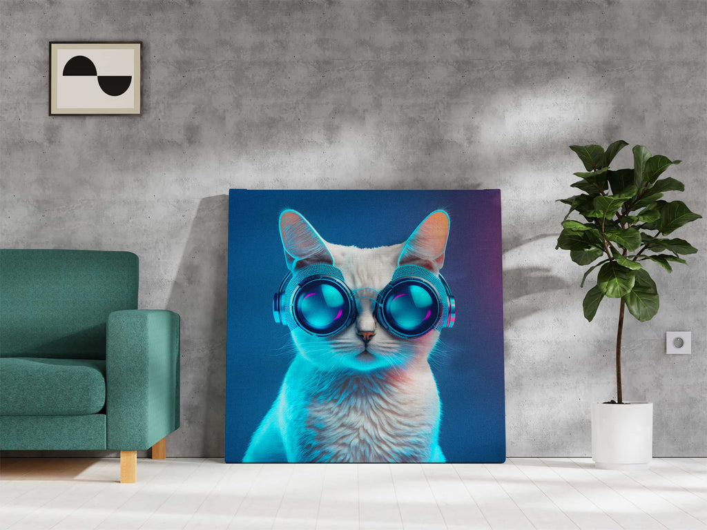 Sci Fi Kitty Cat Canvas Wall Art Print | Canvas wall art print by Wall Nostalgia. Custom Canvas Prints, Made in Calgary, Canada | Large canvas prints, canvas wall art canada, canvas prints canada, canvas art canada, cat art print, cat wall art, funny cat art, funny cat wall art canada, cat art prints, animal wall art 