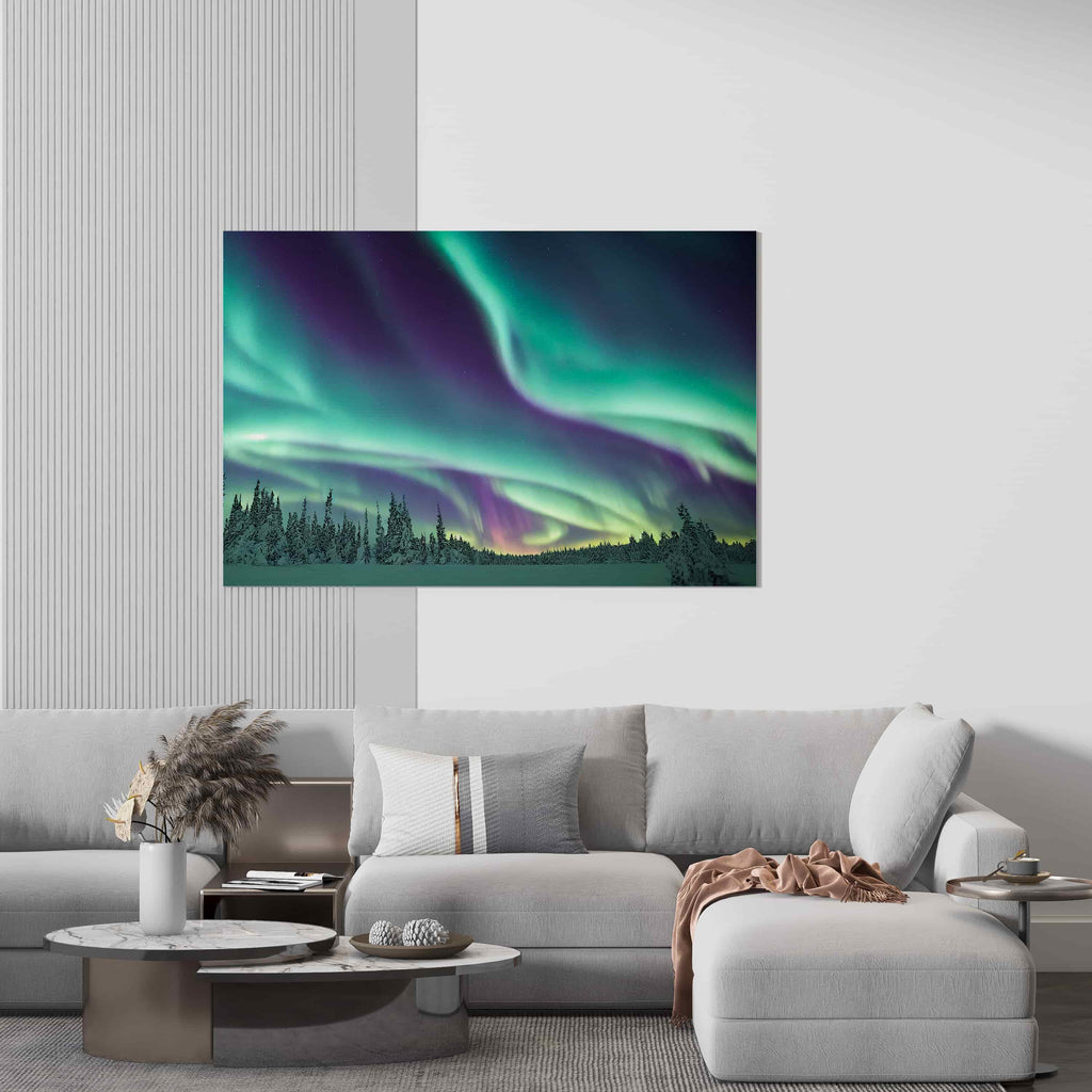 Aurora Borealis Print | Northern lights canvas wall art print by Wall Nostalgia. Custom Canvas Prints, Made in Calgary, Canada | Large canvas prints, framed canvas prints, Aurora Borealis wall art, Aurora Borealis canvas wall art print. Aurora Borealis canvas print, northern lights print, northern lights canvas print