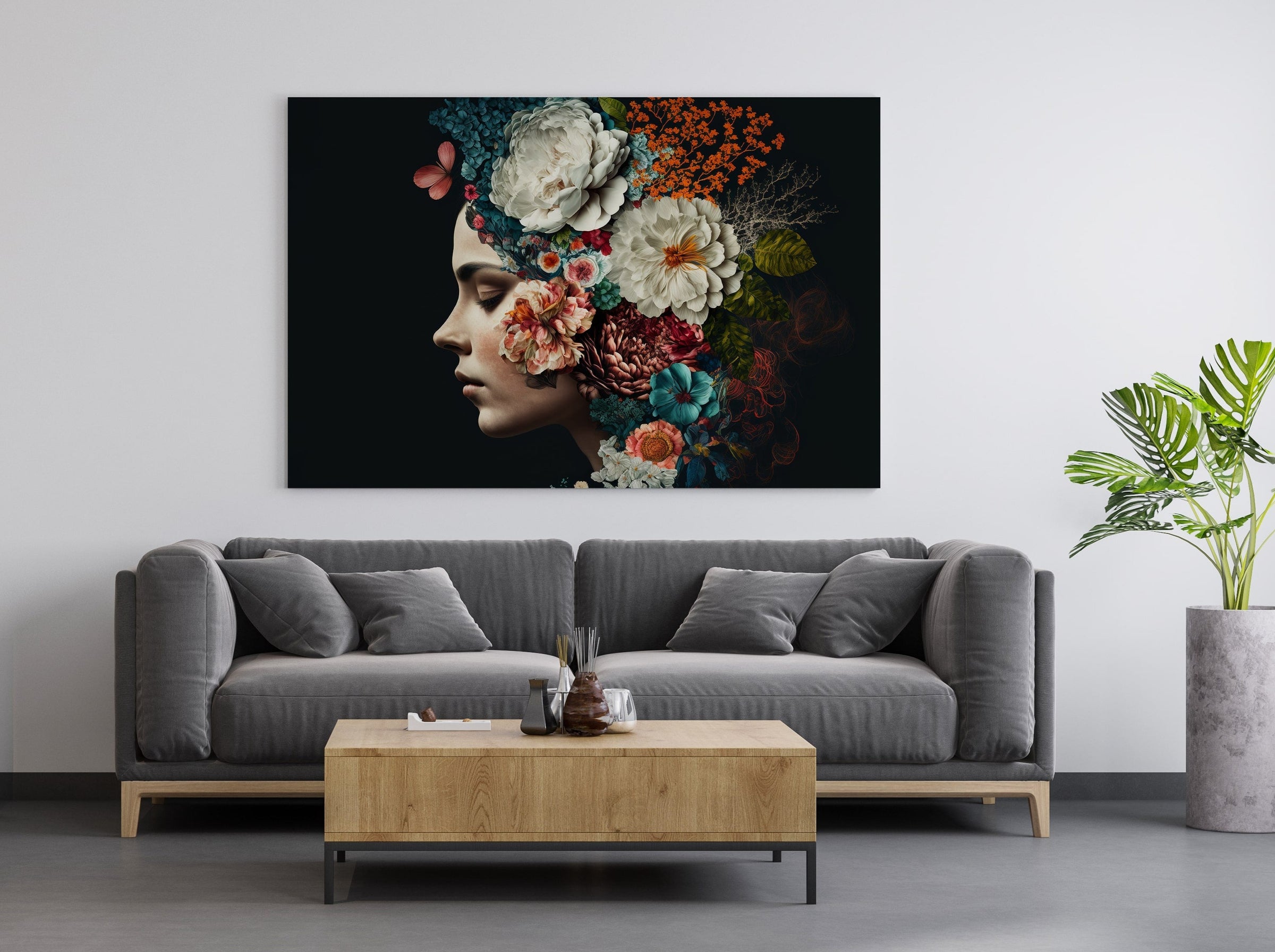 Flower in hair Woman painting good Affordable paintings Free shipping US