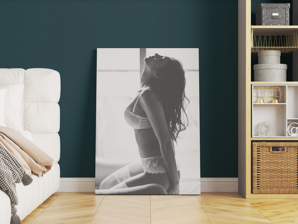 Lingerie Model Canvas Photo Wall Art Print | Canvas wall art print by Wall Nostalgia. Custom Canvas Prints, Made in Calgary, Canada | Large canvas prints, Lingerie Model Print Canvas Wall Art, Canvas print, Boudoir print, Boudoir photo print, Fashion wall art prints, Boudoir canvas print, Man cave art print canvas