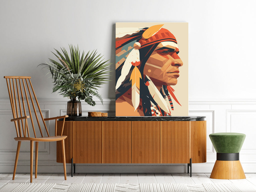 Native American Print | Canvas wall art print by Wall Nostalgia. FREE SHIPPING on all orders. Custom Canvas Prints, Made in Calgary, Canada | Large canvas prints, framed canvas prints, Native Art Print Canvas, Native Americans Wall Art, Native Americans Decor, Native Americans Art, Native Canvas Art, Native Chief Print
