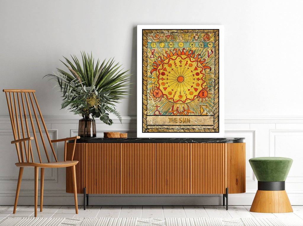 The Sun Tarot Card Print | Canvas wall art print by Wall Nostalgia. FREE SHIPPING on all orders. Custom Canvas Prints, Made in Calgary, Canada | Large canvas prints, framed canvas, Tarot Card Print Canvas Wall Art, Tarot Card The Sun, Tarot Cards Print, Tarot print, Tarot Card Wall Print, Tarot Card Wall Art, Tarot Sun