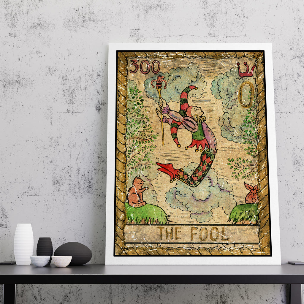 The Fool Tarot Card Canvas Print | Canvas wall art print by Wall Nostalgia. FREE SHIPPING on all orders. Custom canvas art prints, Made in Calgary, Canada | Large canvas prints, framed canvas prints, The Fool Tarot Card, Tarot Card The Fool, Tarot Card Print, Tarot Print, Tarot Card Wall Art, Tarot Card Art Print