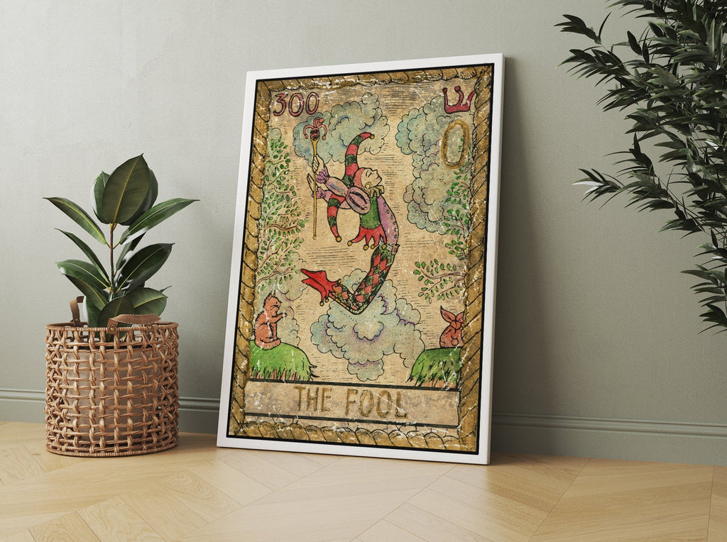 The Fool Tarot Card Canvas Print | Canvas wall art print by Wall Nostalgia. FREE SHIPPING on all orders. Custom canvas art prints, Made in Calgary, Canada | Large canvas prints, framed canvas prints, The Fool Tarot Card, Tarot Card The Fool, Tarot Card Print, Tarot Print, Tarot Card Wall Art, Tarot Card Art Print