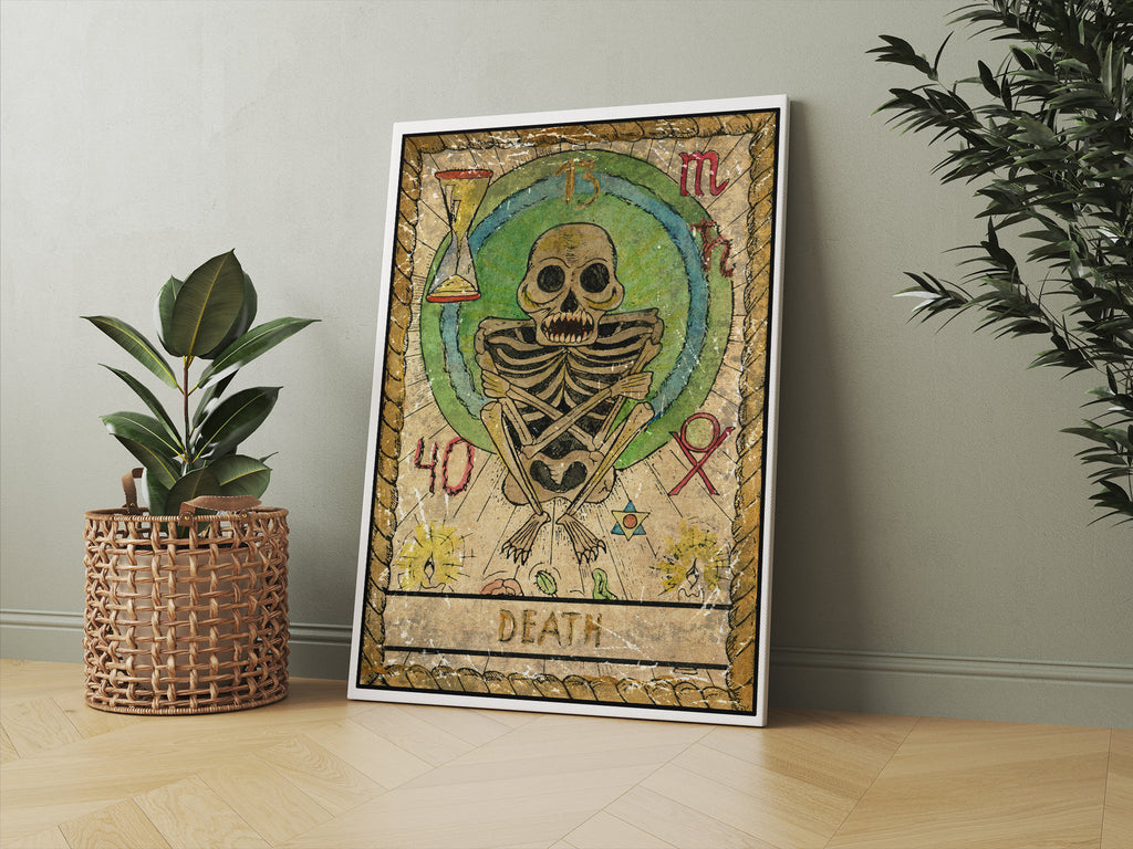 Death Tarot Card Print | Canvas wall art print by Wall Nostalgia. FREE SHIPPING on all orders. Custom Canvas Prints, Made in Calgary, Canada | Large canvas prints, canvas prints, Tarot Card Print Canvas Wall Art | Tarot Card Death, Tarot Cards Print, Tarot print, Tarot Card Wall Print, Tarot Card Wall Art, Tarot art