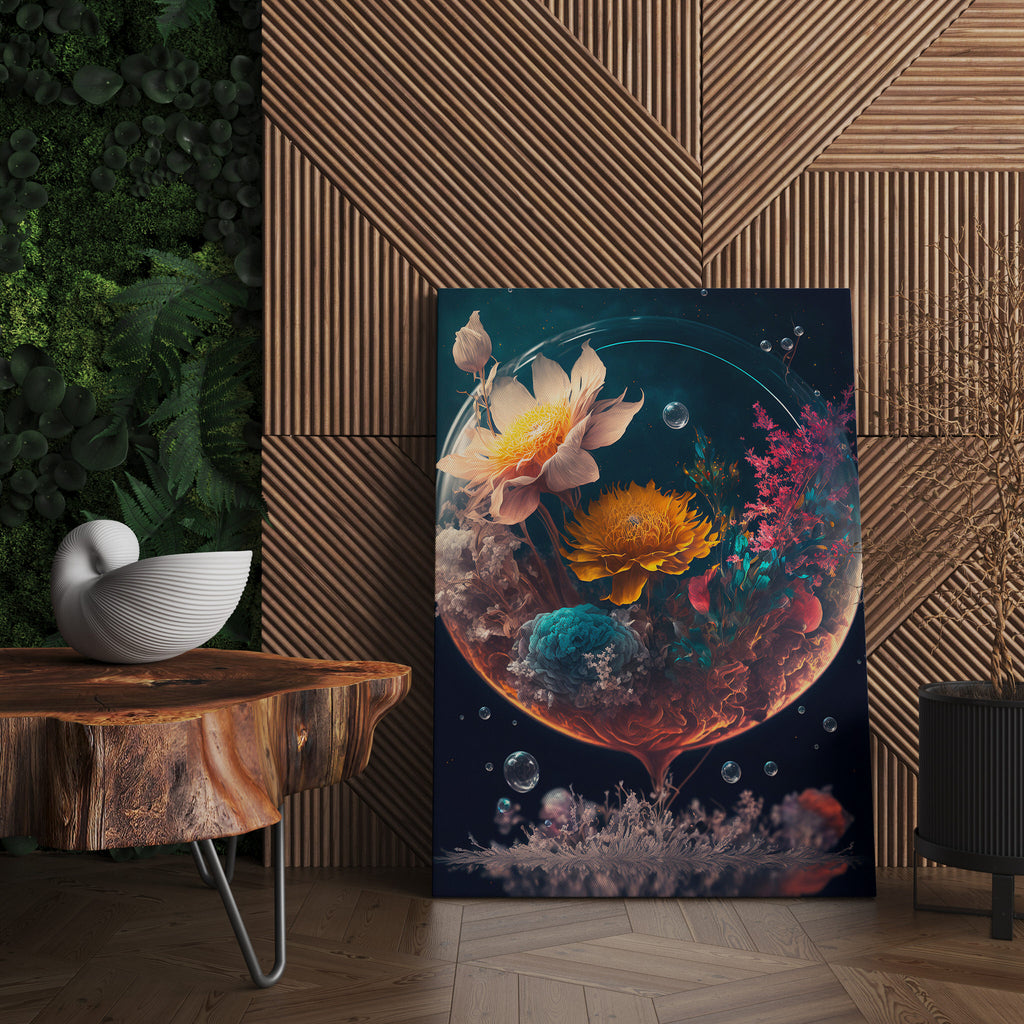 Fantasy Flower Print | Canvas wall art print by Wall Nostalgia. FREE SHIPPING on all orders. Custom Canvas Prints, Made in Calgary, Canada | Large canvas prints, framed canvas prints, Surrealism Art Print, Canvas Wall Art, Surrealism Print, Surrealism Wall Art, Surreal Art Print, Surreal Canvas Art, Futuristic Wall Art