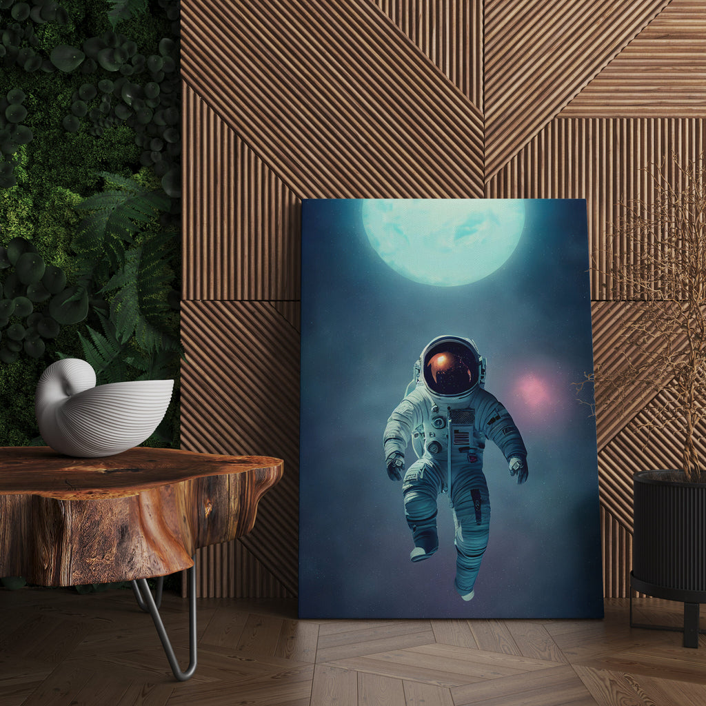 Space Astronaut Print | Canvas wall art print by Wall Nostalgia. FREE SHIPPING on all orders. Custom Canvas Prints, Made in Calgary, Canada, Large canvas prints, framed canvas prints, Astronaut Print, Canvas wall art, Astronaut wall art, Astronaut canvas, Astronaut art, Space man print, Space print, Astronaut art print