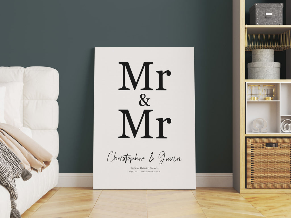 Mr & Mr Wedding Day Canvas Wall Art Print