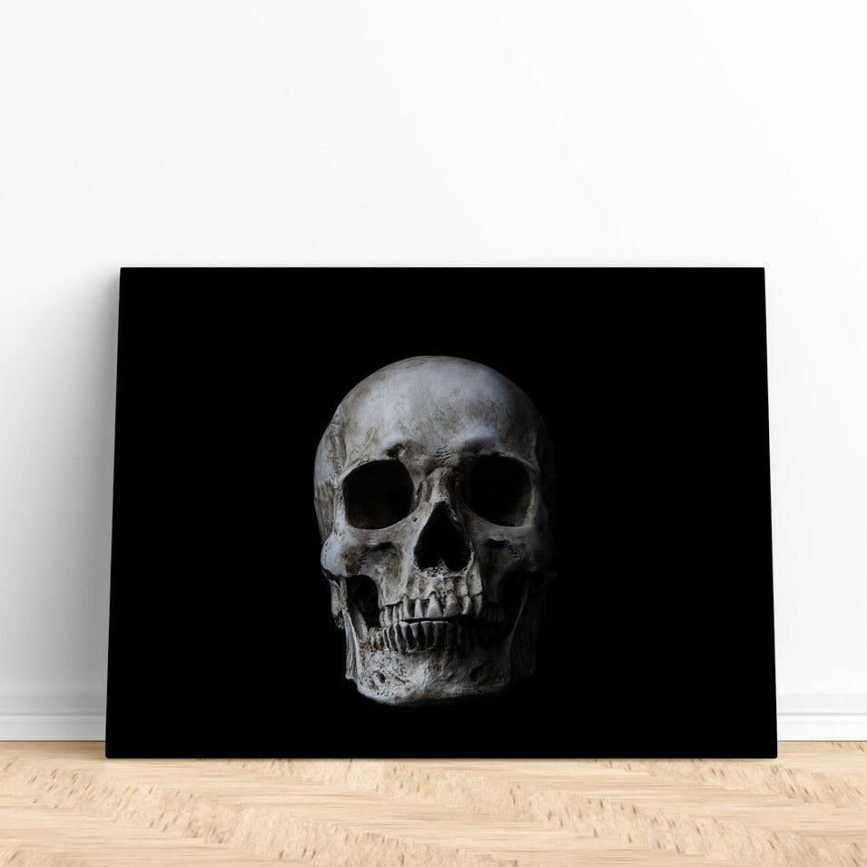 Skull Print | Canvas wall art print by Wall Nostalgia. FREE SHIPPING on all orders. Custom Canvas Prints, Made in Calgary, Canada | Large canvas prints, framed canvas prints, Skull art print | Black skull print, Skull canvas art, Skull canvas print, Skull wall art decor, Human skull, Gothic home decor canvas print