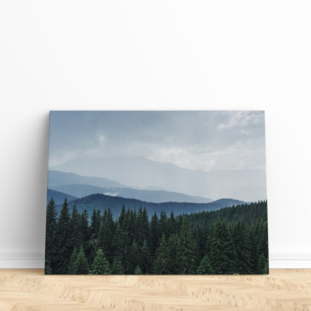 Forest Landscape Print | Canvas wall art print by Wall Nostalgia. FREE SHIPPING on all orders. Custom Canvas Prints, Made in Calgary, Canada | Large canvas prints, framed canvas prints, Mountain Canvas Art Print | Forest print, Forest Canvas, Large Canvas, Tree Canvas, Tree Print, Mountain Art Print, Forest Art Print