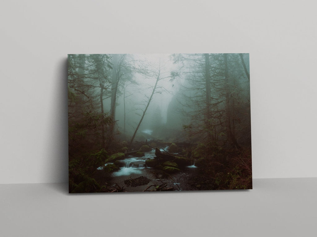 Foggy Forest Print | Canvas wall art print by Wall Nostalgia. FREE SHIPPING on all orders. Custom Canvas Prints, Made in Calgary, Canada, Large canvas prints, framed canvas prints, Foggy Forest Print Canvas Wall Art, Foggy trees print, Misty forest print, Canvas print, Foggy forest wall art, Misty forest wall art print