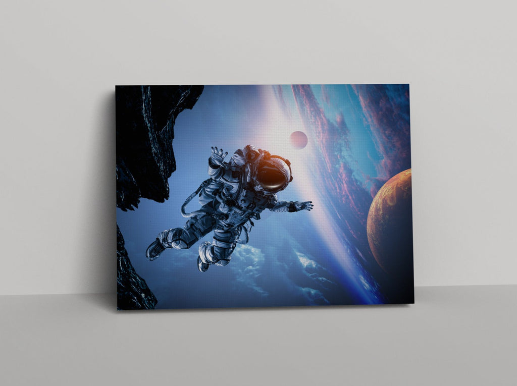 Astronaut Print | Canvas wall art print by Wall Nostalgia. FREE SHIPPING on all orders. Custom Canvas Prints, Made in Calgary, Canada | Large canvas prints, framed canvas prints, Astronaut Print Canvas Wall Art, Space print, Space wall art, Astronaut wall art, Astronaut canvas, Astronaut wall decor, Astronaut art print