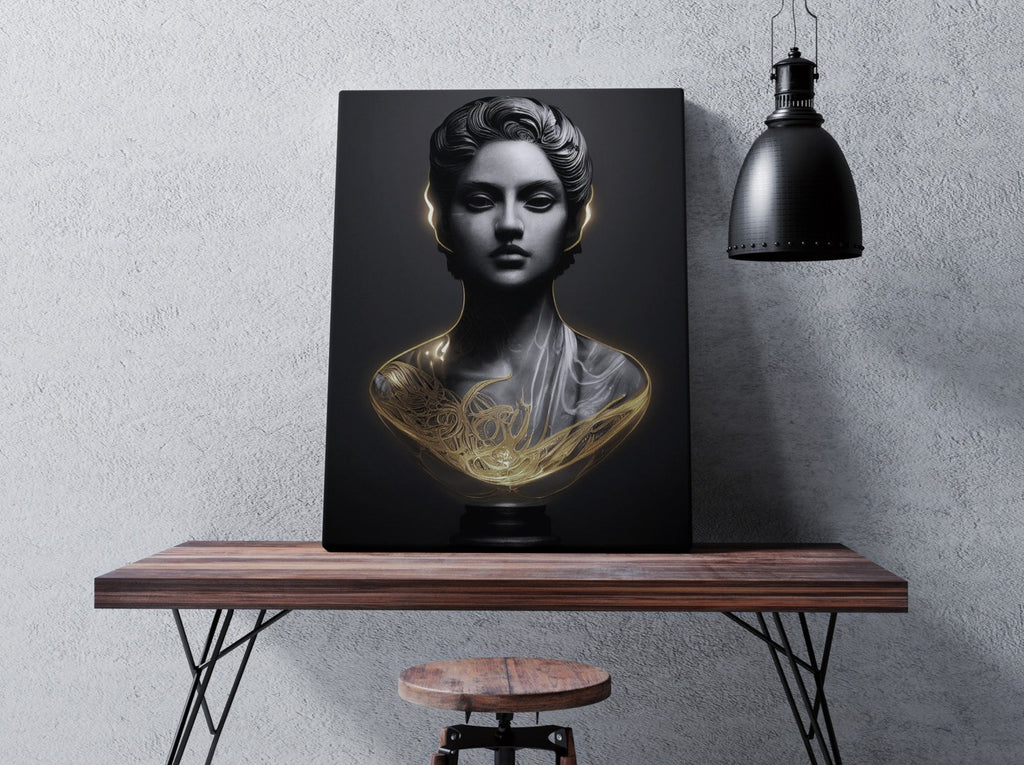 3D Woman Statue Print | Canvas wall art print by Wall Nostalgia. FREE SHIPPING on all orders. Custom Canvas Prints, Made in Calgary, Canada | Large canvas prints, canvas prints, Woman sculpture print, Canvas print wall art, Woman print, Woman wall art print, Statue decor, Statue print, Greek print, Greek sculpture
