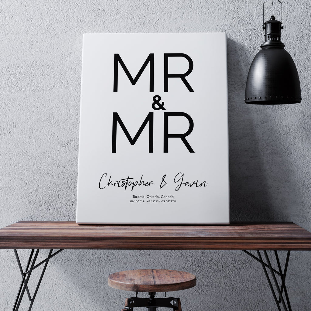 Mr & Mr Wedding Day Canvas Wall Art Print
